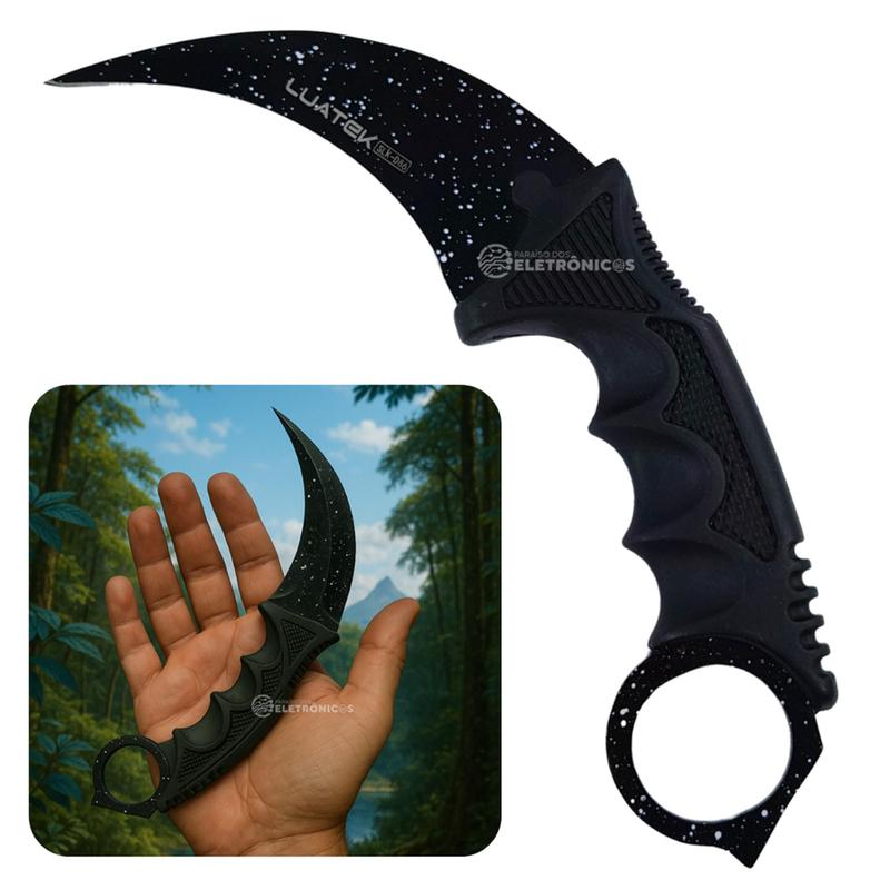 カランビット　19 Faca Karambit 19cm Lâmina Inox Curva com Capinha e Furo para Dedo